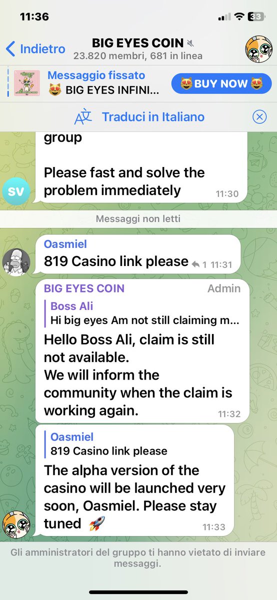 @BigEyesCoin 4 months of empty replies for the claim…. now 1 month of empty answers for the casino…. cex and tier1 4 months of 'SOON' .... don't trust the $big team.... they are thieves... $ biginf will be the same..... just enter TG to see