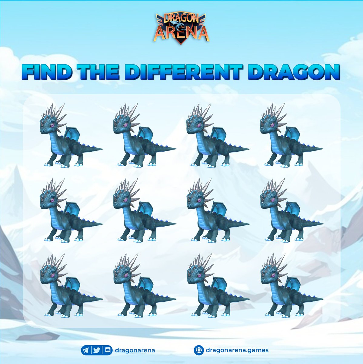 Dragon Arena (💙,🧡) (@the_dragonarena) on Twitter photo Kickstart the new workweek - Boost your energy with this mini-game! 🐲🔥
Can you spot the different dragon among the rest? 🔍Comment your answers below!
✨ Then, go with <a href="/The_DragonArena/">Dragon Arena (💙,🧡)</a> into the world of dragons by clicking dragonarena.games! 🎮
#Arbitrum #Web3 #Crypto Kickstart the new workweek - Boost your energy with this mini-game! 🐲🔥
Can you spot the different dragon among the rest? 🔍Comment your answers below!
✨ Then, go with <a href="/The_DragonArena/">Dragon Arena (💙,🧡)</a> into the world of dragons by clicking dragonarena.games! 🎮
#Arbitrum #Web3 #Crypto