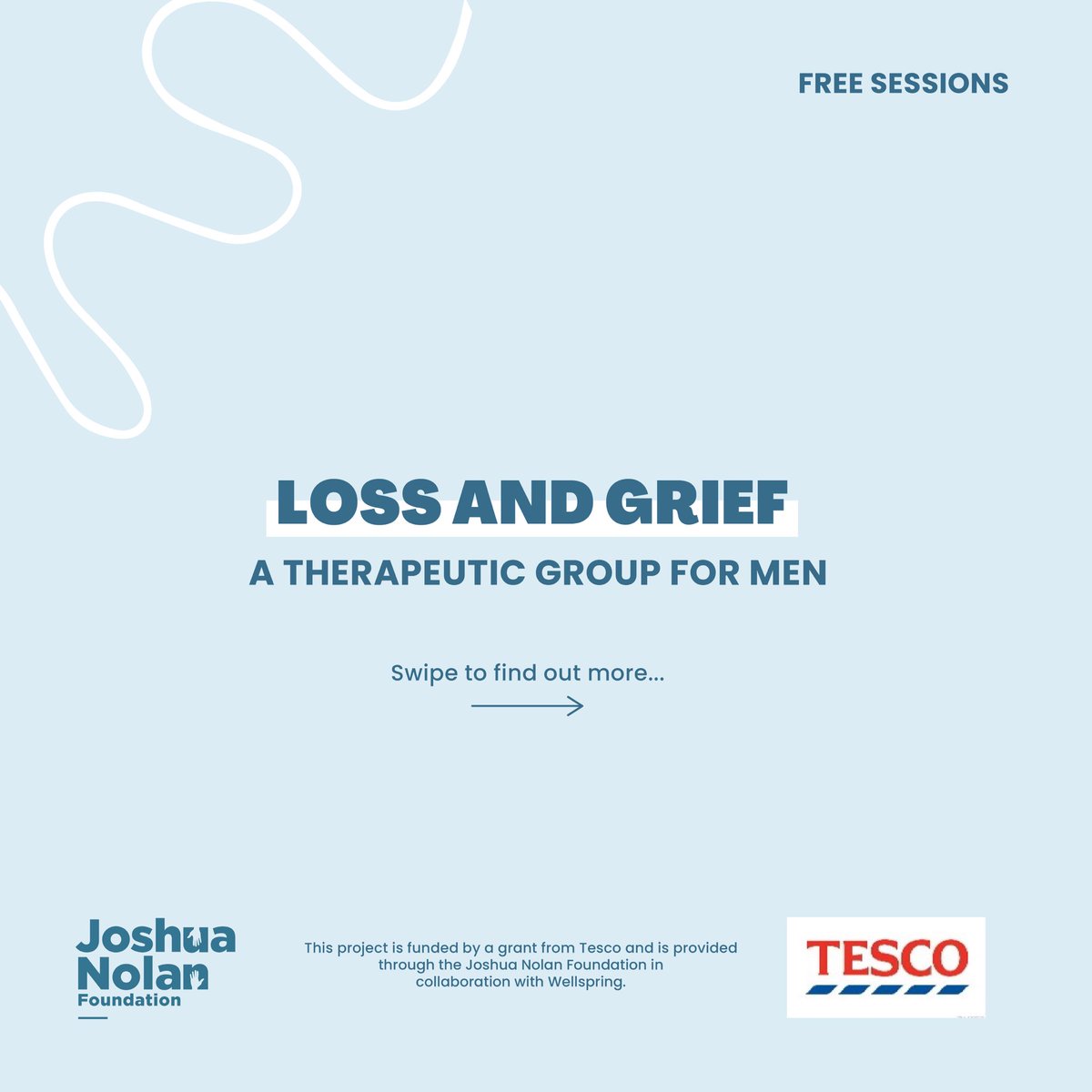 TheJNF's tweet image. 📣 Group Therapy for MEN

We are now offering FREE group therapy sessions from October to February on loss and grief for men!

👉 To register your interest please contact Mia: miazielinska@joshuanolanfoundation.org

#freetherapy #therapyformen #mensmentalhealth