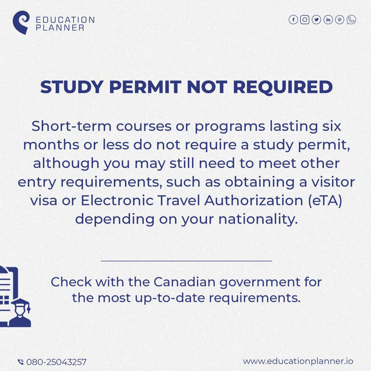 Do all cousres in Canada require a study permit? Check this to know more

Follow @educationplanner.io for more

📲 080-25043257

📩 educationplanner@gmail.com

💻 educationplanner.io

#educationplanner #studypermit #canadastudypermit #coursesincanada #canadacourses