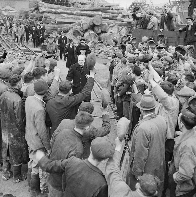 Winston Churchill is cheered by workers during a visit to bomb-damaged Plymouth on 2 May 1941

#Plymouth #theblitz #secondworldwar #britishhistory #winstonchurchill