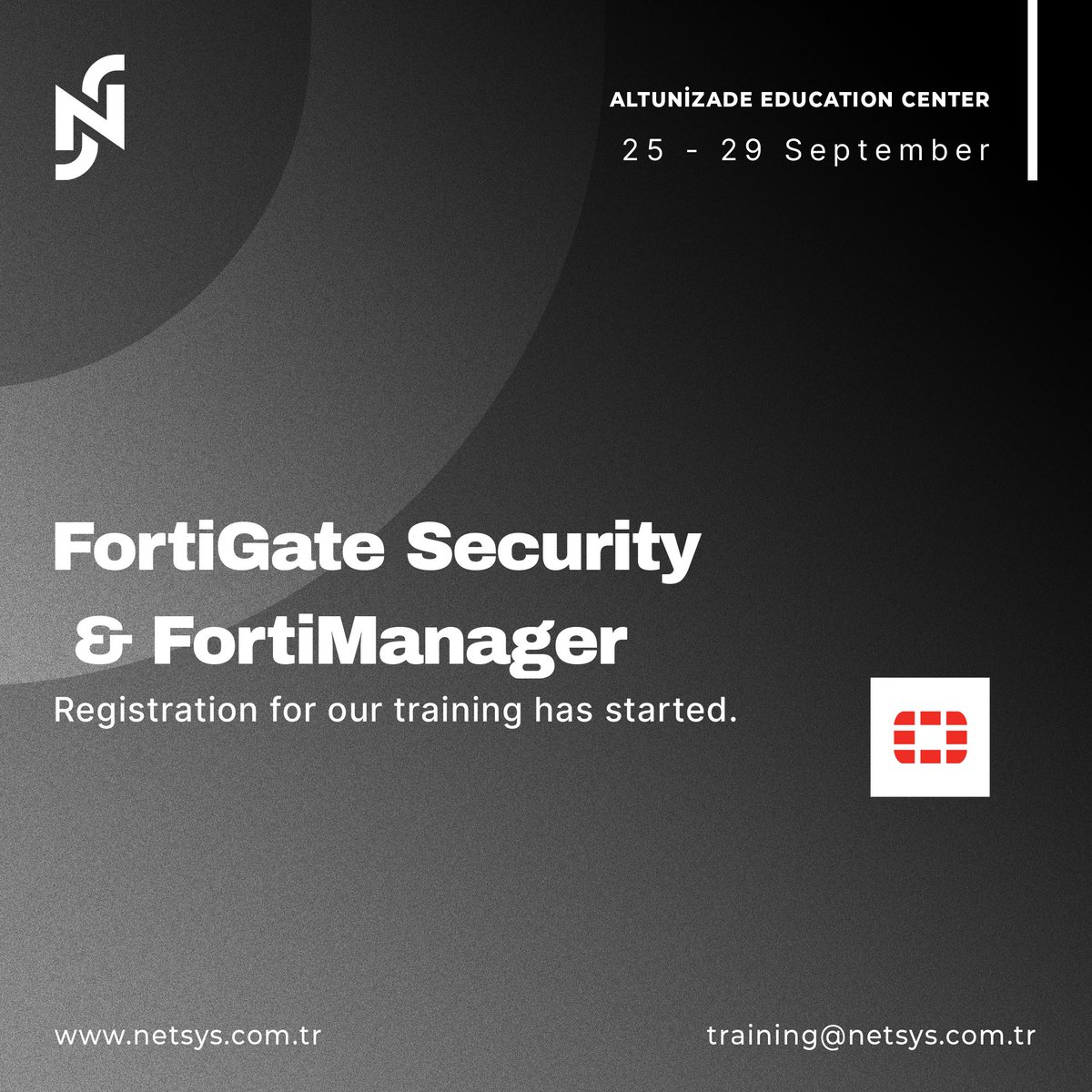 netsysbilisim_'s tweet image. Registration for participation in our FortiGate Security &amp;amp; FortiManager training, which will be between 25 - 29 September, has started.

For the registration; training@netsys.com.tr

#netsys_bilisim #fortigatesecurity  #fortimanager #fortinet #training