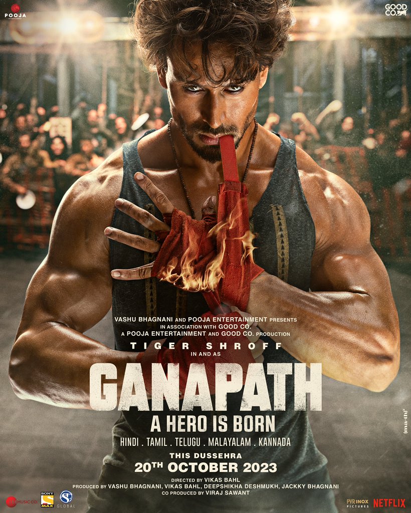 FilmyInterpret's tweet photo. First Pan India Film Of Tiger Shroff.
A Hero is Born.
Usko koi kya rokega...jab Bappa ka hai uspe haath
Aa Raha Hai Ganapath… karne ek nayi duniya ki shuruwat
#GanapathAaRahaHai
#Ganapath in cinemas this Dussehra, 20th Oct
#TigerShroff #Jackieshroff #Tiger #Shroff https://t.co/sWnu8p5uN2