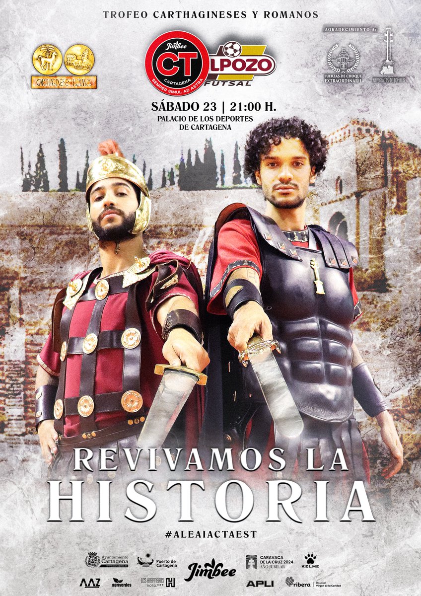 JimbeeCartagena's tweet photo. CARTEL | ¡Afición! Hay una batalla que ganar y una historia que revivir 🐘⚔️🐎 @CyR_Cartagena

Jornada 3⃣ @FutSalRFEF 
🆚 @ElPozoMurcia_FS 
🗓️ 23 de septiembre 
⏰ 21:00 horas
🏟️ Palacio de los Deportes 
📺 @teledeporte 

#AleaIactaEst #JimbeeElPozo #PrimeraDivisiónFS https://t.co/v2qXhXpnlD