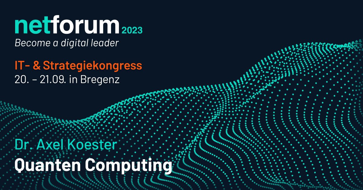 dtm_group_moll's tweet photo. Die Funktionsweise von Quantencomputern verstehen - wer will das nicht? Viele Wissenschaftler meinen, das sei nicht möglich, gerade deswegen versuchen wir es auf dem #netforum. Mit Dr. Axel Koester von @IBM, schauen wir uns die Chancen &amp; Risiken an.

https://t.co/fAfyI4H9ps https://t.co/u3qp2AyZeb
