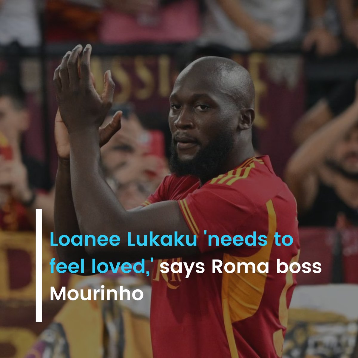 Sportsmonks's tweet photo. Romelu Lukaku scores first goal for AS Roma in their 7-0 win against Empoli. Manager Jose Mourinho emphasizes Lukaku's happiness at Roma and team-focused attitude. 

#Lukaku #ASRoma #Mourinho #SerieA #SportsMonks https://t.co/XsToFEdJ6U