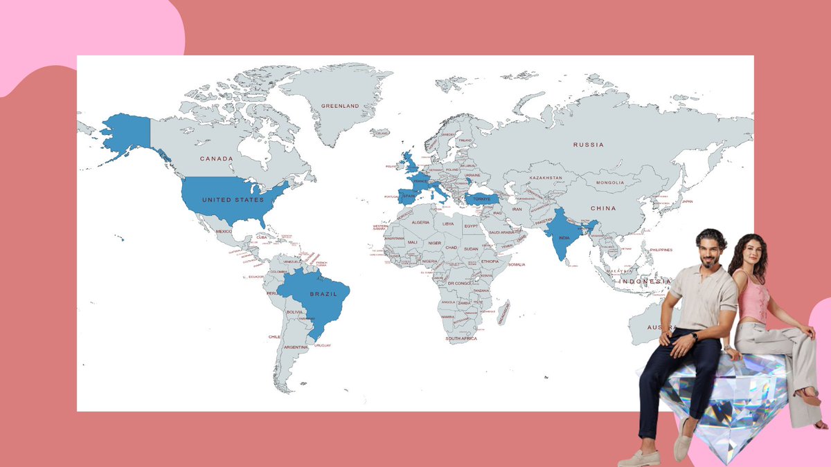 DaniiREALITY's tweet photo. this map represents just a small sample of the countries of origin of #RuhunDuymaz's fans/viewers. We've here markets with huge potential, like the USA, Brazil &amp; Europe.  @O3Medya #SaveRuhunDuymaz and give this show and opportunity on a digital platform. https://t.co/2r2Yu06O97