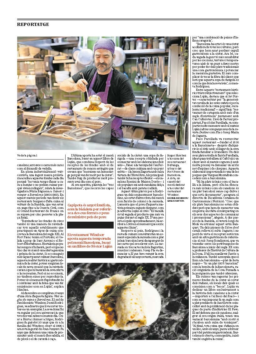 Ahir <a href="/Rodrigo_marinas/">Rodrigo Marinas</a> va publicar al <a href="/quadern_elpais/">Quadern</a> un complet article reivindicant la cuina tradicional barcelonina, tot un tret cultural genuí de la ciutat que s'ha anat oblidant en el temps. Llegiu-lo! Amb presència bullanguera i escudellaire <a href="/TdEscudella/">Terra d'Escudella</a>