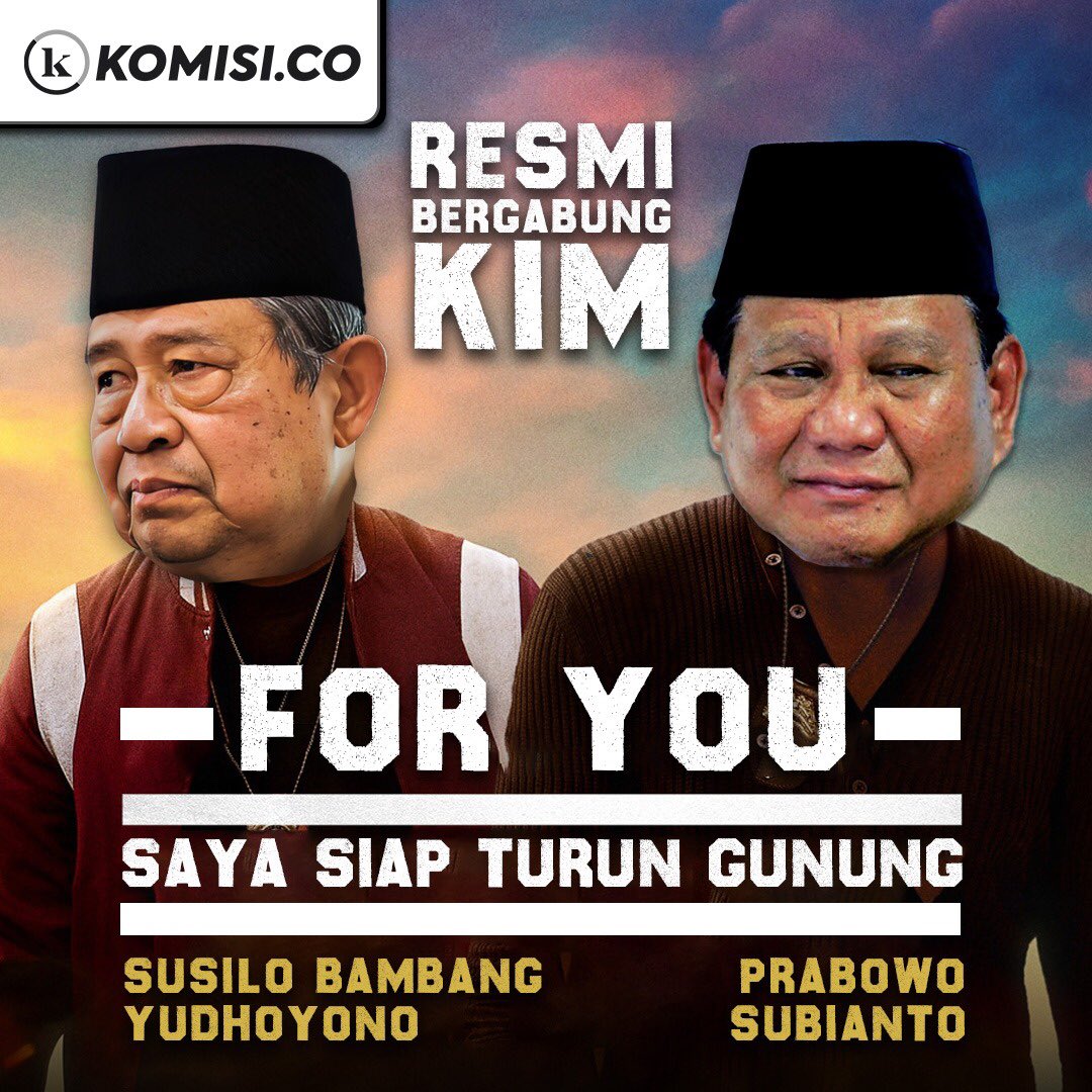 komisico's tweet photo. Melukis gunung ❌
Turun gunung ✅

#Demokrat #KoalisiIndonesiaMaju #Prabowo #BikinPolitikJadiAsik https://t.co/4mJw7RPlWf
