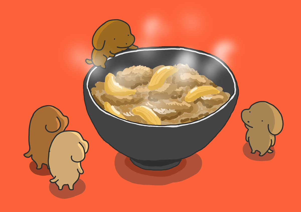 bowl no humans steam dog red background food simple background  illustration images