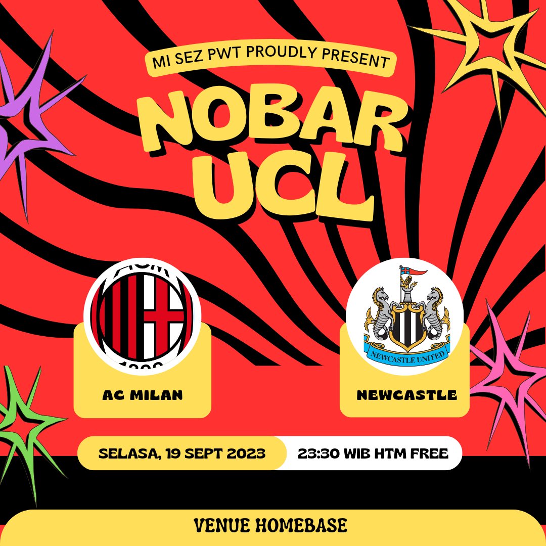 •NOBAR UCL MATCHDAY 1• 
Info lengkap ada di flyer 👇