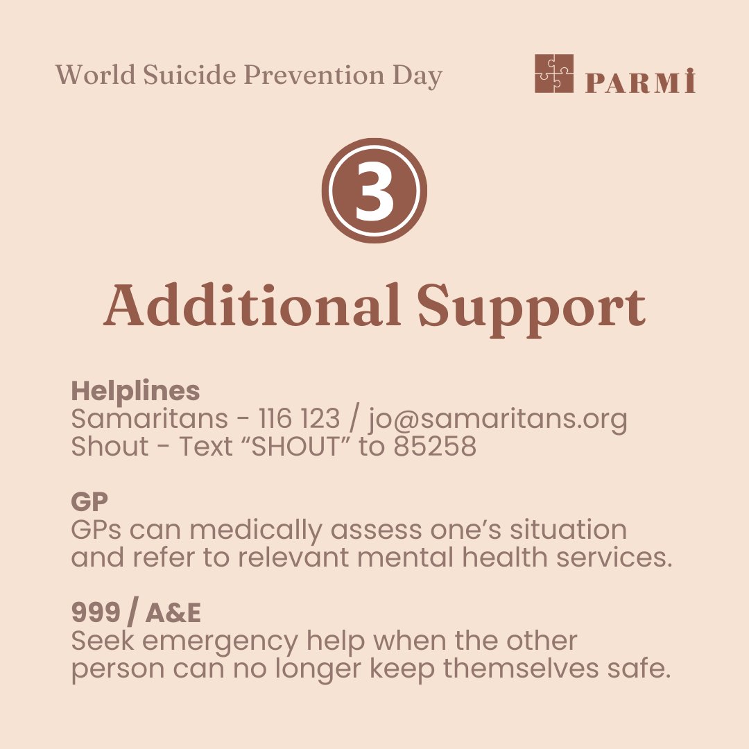 It can feel daunting to speak to someone thinking about suicide. Swipe to learn about 3 practical tips that may help 💖
-
#parmisupport #wellbeing #mentalhealth #worldsuicidepreventionday #suicide #friends #support