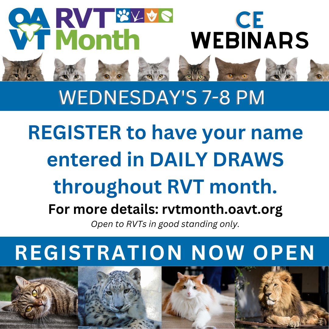 Registration for RVT Month CE webinars is now open! Free for OAVT members rvtmonth.oavt.org