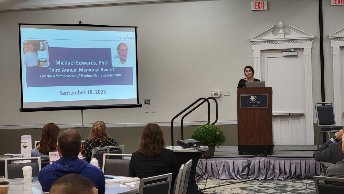 NortheastTRC's tweet photo. We are THRILLED to announce our 3rd annual Michael Edwards Award for Advancing Telehealth in the Northeast:
Congratulations to Sharon Daley & thank you for all the work you did to improve the lives of your community members!
#NETRC23 #TAW2023 https://t.co/odUvEzeQeq
