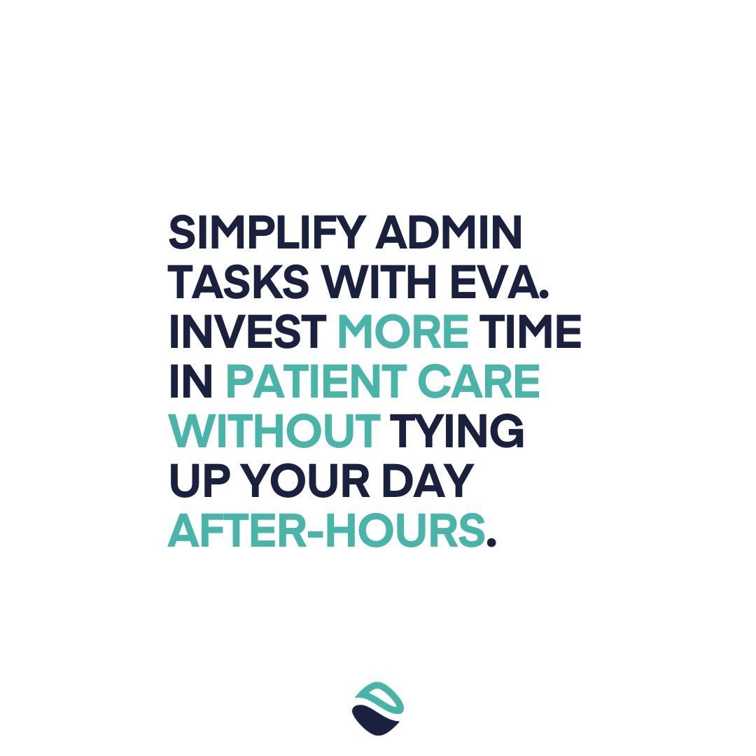 With #Eva, your day doesn't end with paperwork. It's a game-changer for #healthcareproviders AND patients. Eva allows you to be more present in appts w/o compromising integral details or protocols. 

Tour #EvaHealth - 🔗 in bio.

#emr #imr #independentpractice #privatepractice