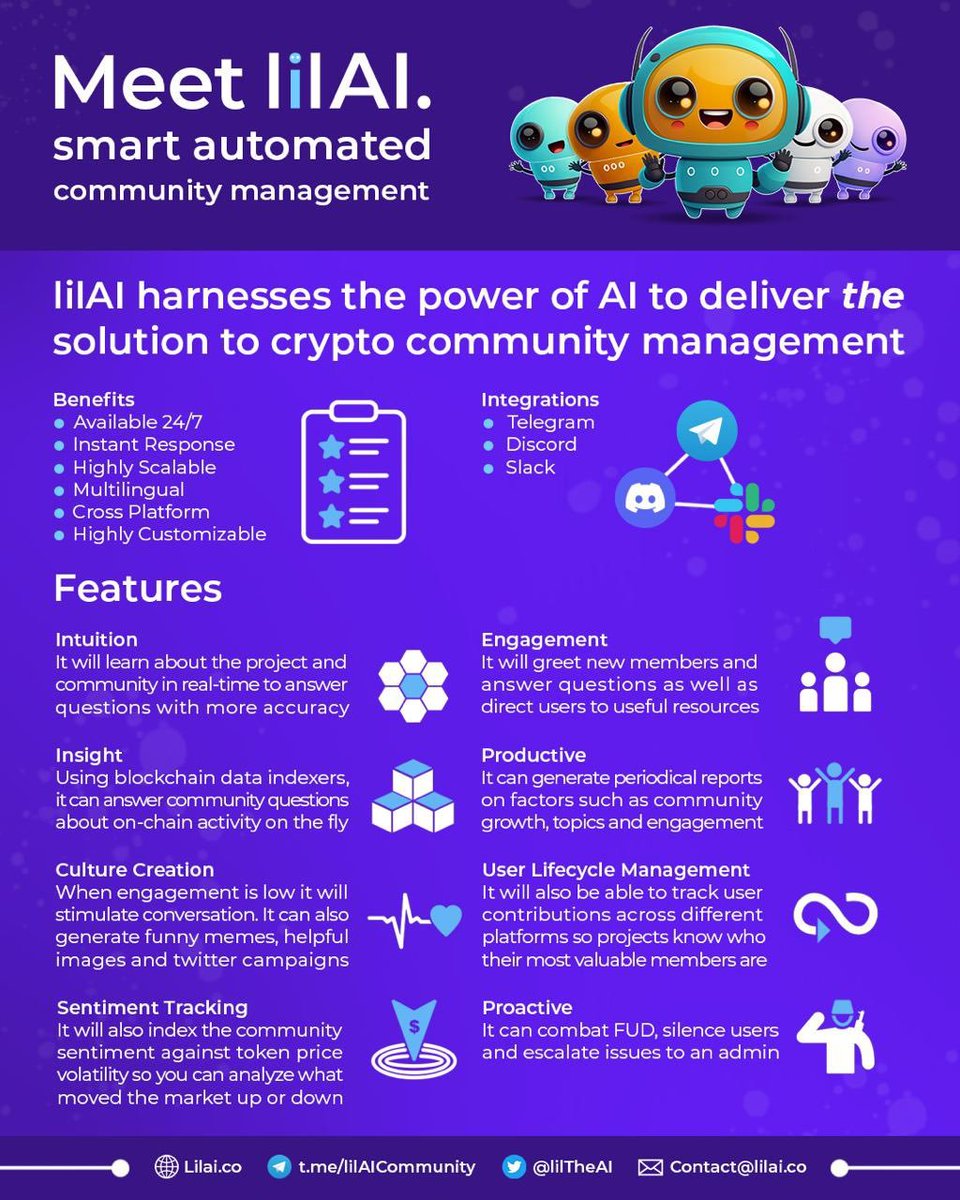 coinesper's tweet photo. One of Arbitrum's Under the Radar Small Caps Makes a Huge Leap Forward 

lilAI has announced the beta launch of their innovative anti-spam bot
 
Powered by AI and machine learning, the lilAI bot makes online spaces not only cleaner and safer but also enhances engagement

Here's the low-down on this gem pick👇

TLDR;

▪️ Fair launched 
▪️ No VC
▪️ Low MC Arbitrum gem ($405K)
▪️ AI and machine learning TG community management tool
▪️ Beta launch complete

The Beta Rollout

The beta deployment takes its first steps within the core of the lilAI community—the lilAI Telegram channel

Here, the anti-spam bot diligently purifies the channel of spam and effectively manages disruptive elements

Ongoing Product Enhancements 

In the upcoming weeks, an exciting journey of continuous enhancement is planned

Rigorous reporting and meticulous quality assessments are in the pipeline to ensure the bot operates with precision and effectiveness

Leaving no room for false positives

lilAI vision is to deploy a world-class tool across partner communities

Amplifying lilAI's influence in safeguarding digital communities across crypto 

(6 communities in beta stage)

Empowering Communities

lilAI's anti-spam tools are aiming to be the go-to solution to maintain the integrity and engagement of communities

Here's what features will set it apart:

The Revolutionary Anti-Spam Technology 

This anti-spam technology goes beyond an algorithm

Driven by state-of-the-art machine learning and image processing, it's crafted to tackle the ever-evolving spectrum of scams and spam messages

What sets it apart is its capability to deliver industry-leading anti-spam without creating barriers for new members

Exceeding Conventional Approaches

While conventional moderation tools often rely on simplistic keyword searches or lack anti-spam features

lilAI's technology takes a quantum leap

It liberates moderators from the laborious task of manually deleting messages

Thereby averting the need for additional moderators and the associated management complexities

Unlike solutions that impose barriers in Telegram channels and Discords, dissuading potential members, lilAI removes such hindrances

Joining a community should be effortless

Fostering Quality Conversations

Current moderation tools often tolerate spam messages in the chat, perpetuating more spam and derailing conversations

With lilAI, the focus is on replacing spam with meaningful conversations, thus keeping the community engaged and on the right track

Intelligent Pre-Filtering and Whitelisting

The pre-filtering system represents a significant breakthrough. It streamlines and enhances the process of removing disruptive elements without resorting to complex computations. 

It substantially reduces the risk of false positives, ensuring that the content of regular users remains untouched. 

Deploying the lilAI bot to your community for 1–2 weeks is all it takes

She requires no rights and will not trigger any actions

Cross-Channel Networking

With lilAI at the helm, bad actors find their actions curtailed

The technology promptly bans scammers and spammers from all lilAI-protected communities, swiftly and comprehensively

Leveraging an extensive network of ban libraries, it guarantees safety across the board

Additionally, the system adeptly identifies fake administrators, moderators, and team members through contextual name analysis against official records

Others Covering TG Bots that May be Interested in this One

▪️ @DefiVampire ▪️ @DeFiOracle_ 
▪️ @CryptoReviewing ▪️ @Haylesdefi @BrawnCrypto_eth ▪️ @MoonKing___ 
▪️ @thehiddenmaze ▪️ @CryptoNikyous 

At lilAI, the mission is to craft digital spaces where genuine interactions thrive, communities prosper, and online engagement is devoid of disruptive elements

The beta launch stands as a testament to this unwavering commitment

If you're bullish on teams with big plans, feel free to drop a repost on this one - it only takes a second and thank you in advance.
