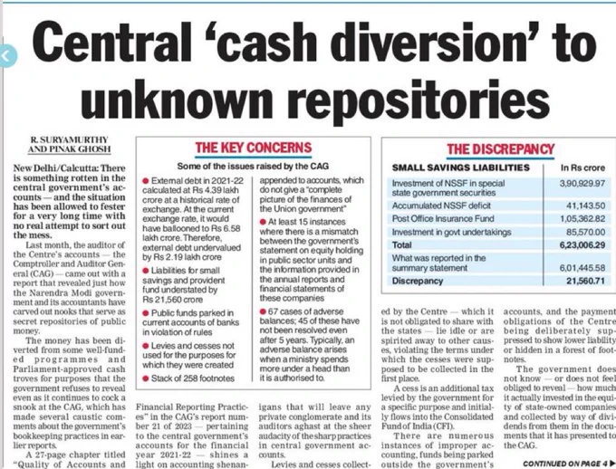 MeedasSahoo's tweet image. HUGE SCAM ALERT: GODI Media will Cover it Up!

The CAG has ripped the mask off a cesspool of financial deceit: Manipulated accounts, budget fudging, funding of unauthorized projects, deliberate undervaluation of external debt, and a conspicuous lack of transparency within the…