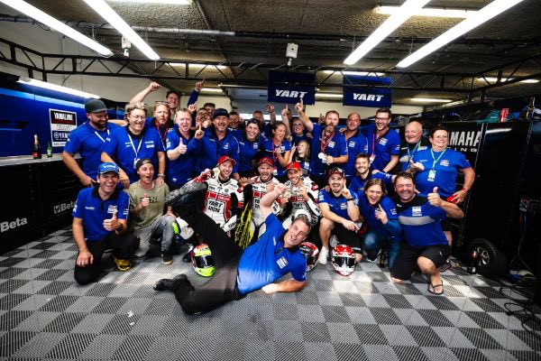 Congratulations to the Yamalube YART Yamaha EWC Official Team and riders Karel Hanika, @NickCanepa59, @MarvinFritz7, and Reserve Rider Robin Mulhauser for finishing in fourth in the epic Bol d’Or finale and thereby securing the 2023 FIM Endurance World Championship Title 🏆👏👏👏