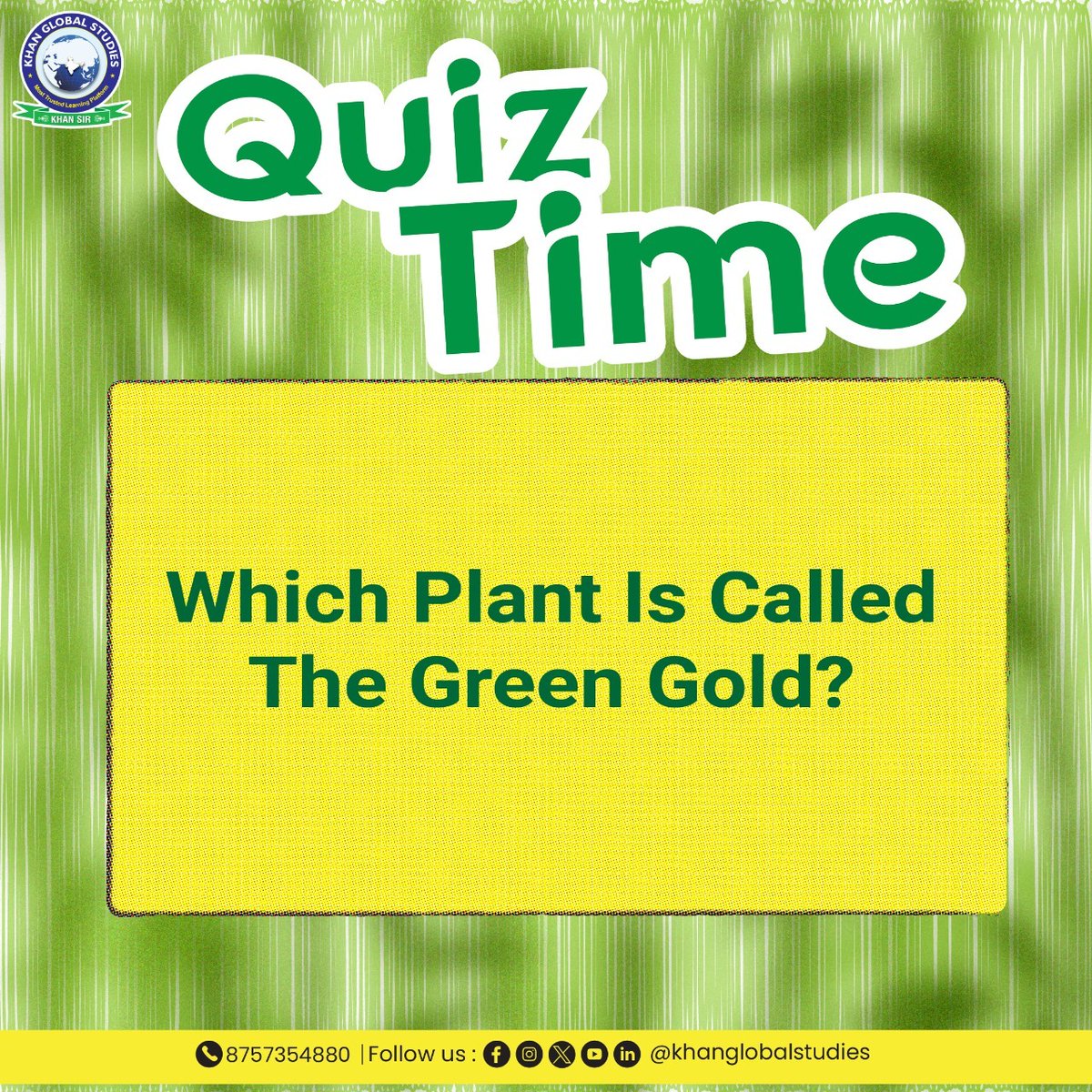 परीक्षा की सफलता में आगे बढ़ने के लिए कुछ महत्वपूर्ण Quiz के साथ अपने ज्ञान को आगे बढ़ाएं एवं मजबूत बनाएं।
.
.
.
.
#greengold #plants #greenplants #trees #savetree #didyouknow #UnleashYourKnowledge #quiz #KhanGlobalStudies #khansir #quiztime #learnmore