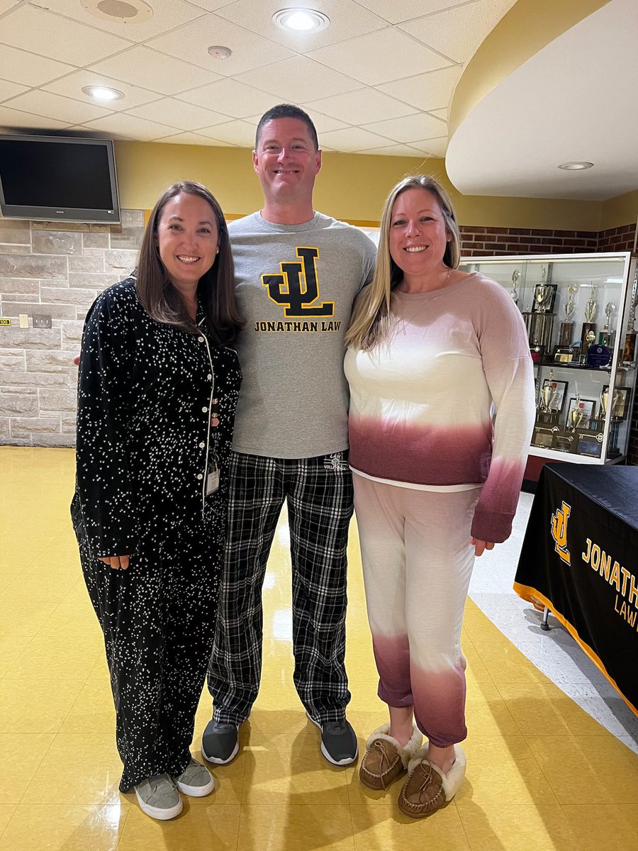 First spirit week at JLHS for Mrs. Farotti and me!! Day 1 is pajama day!
