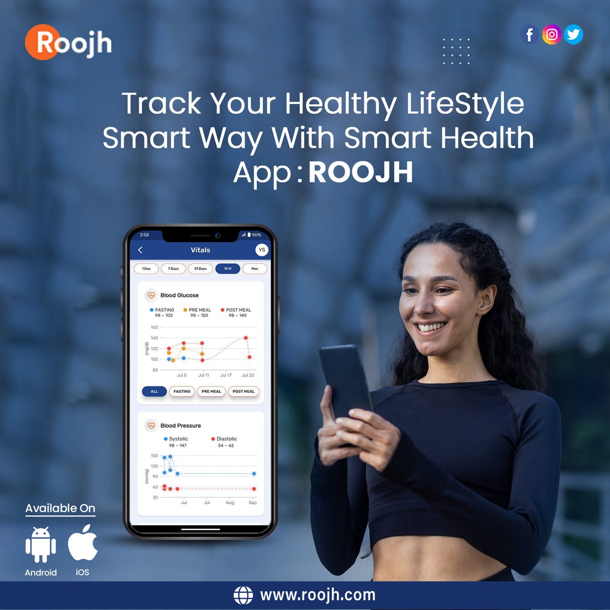 RoojhHealth's tweet image. Are you ready to take charge of your well-being? Introducing Roojh, your ultimate companion on the journey to a healthier you! 📲🏋️‍♂️
App Store- apps.apple.com/in/app/roojh-h…
Google Play- play.google.com/store/search?q… #RoojhHealth #SmartHealthApp #HealthyLifestyle #WellnessJourney #fitness