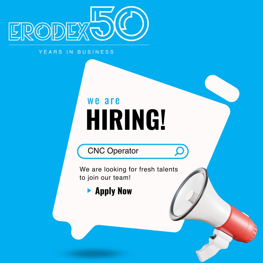 ErodexUK's tweet photo. 🚨🚨 WE'RE HIRING - CNC OPERATOR, Darlaston ⚠️⚠️
Head over to https://t.co/dwpRit0QEj 

#Erodex #Engineering #CNCoperator #cnc #5axis #3axis #graphitemachining #hurco #engineeringcareers #machiningjobs #engineeringjobs https://t.co/rITBjFYahr