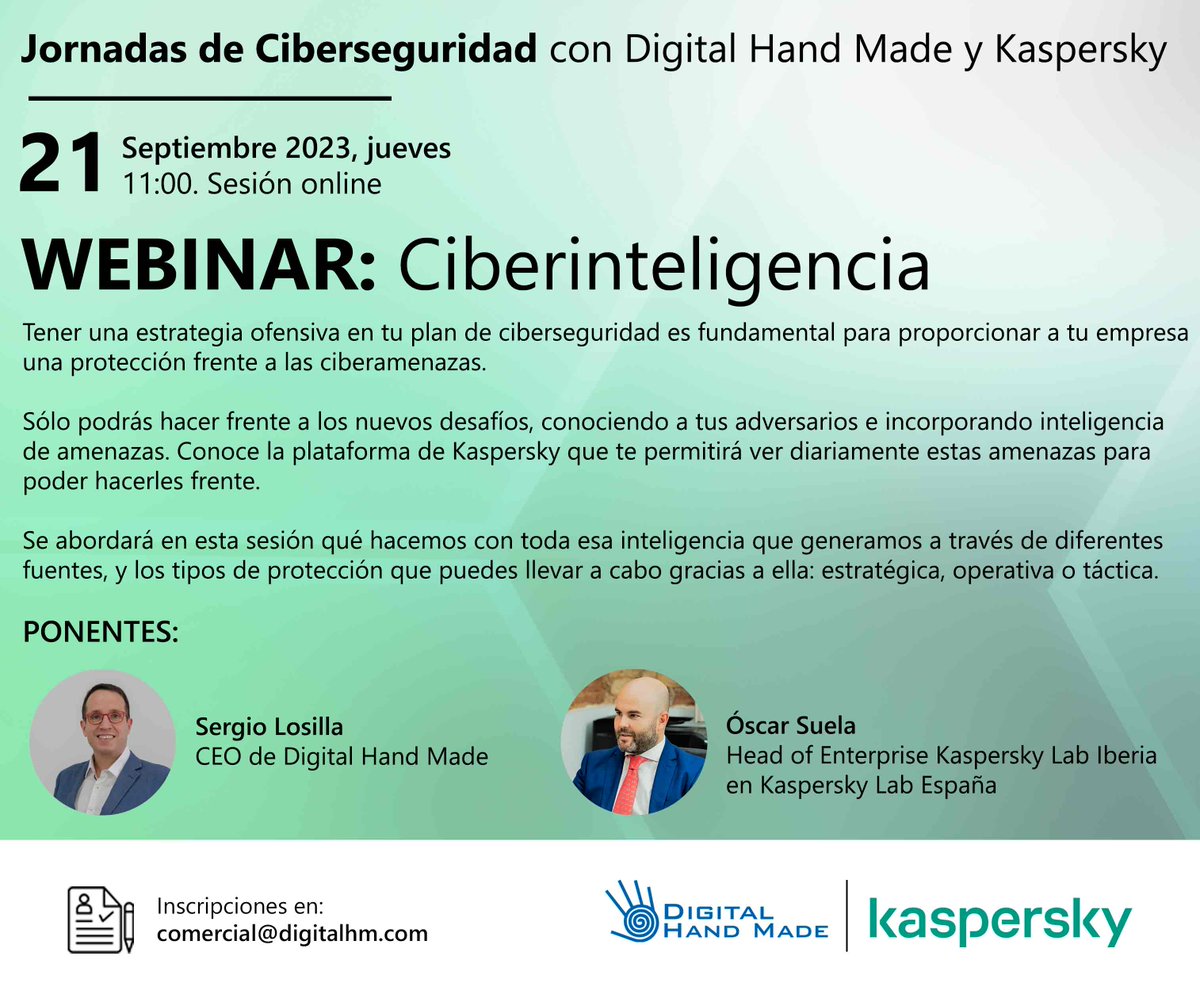 ¿Sabes los desafíos a los que te enfrentas diariamente? En el Webinar de Ciberinteligencia te mostraremos la importancia de conocer a tus adversarios para un plan de ciberseguridad eficaz.