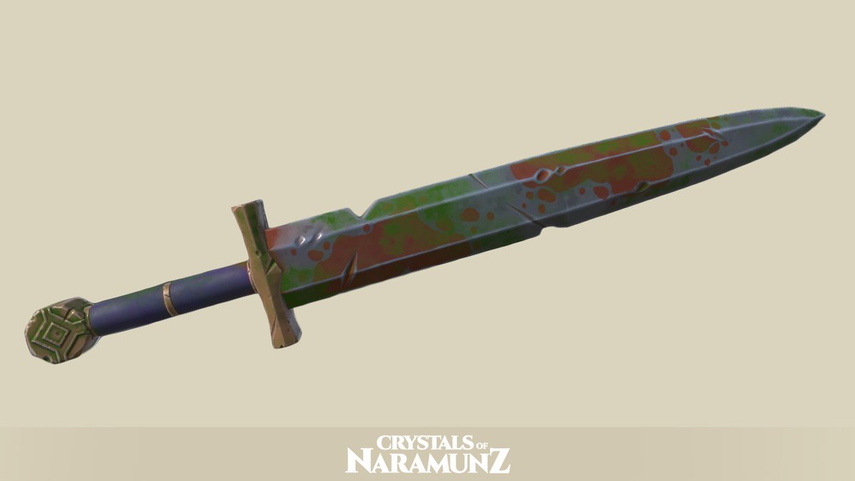 PlayCrystalfall's tweet image. In the #postapocalyptic world of Naramunz, many #weapons are relics of a forgotten past 🏚️ This antique #greatsword is one of them 🗡️