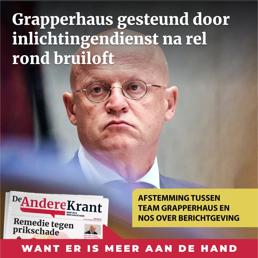 AndereKrant's tweet photo. Toenmalig minister van Justitie Ferd Grapperhaus is tijdens de rel over zijn bruiloft op 22 augustus 2020 in Bloemendaal, waarbij hij en zijn gasten zich niet aan de coronamaatregelen hielden, bijgestaan door het hoofd van de inlichtingendienst NCTV, Pieter-Jaap Aalbersberg, en andere functionarissen van de NCTV en het ministerie van Justitie. Ook was er sprake van afstemming tussen het hulpteam van Grapperhaus met het NOS-journaal over de berichtgeving rond het schandaal. Dit blijkt uit vrijgekomen overheidsdocumenten gepubliceerd door onderzoeker @CeesCees72.

Lees verder: https://t.co/4K9tOTJYmt