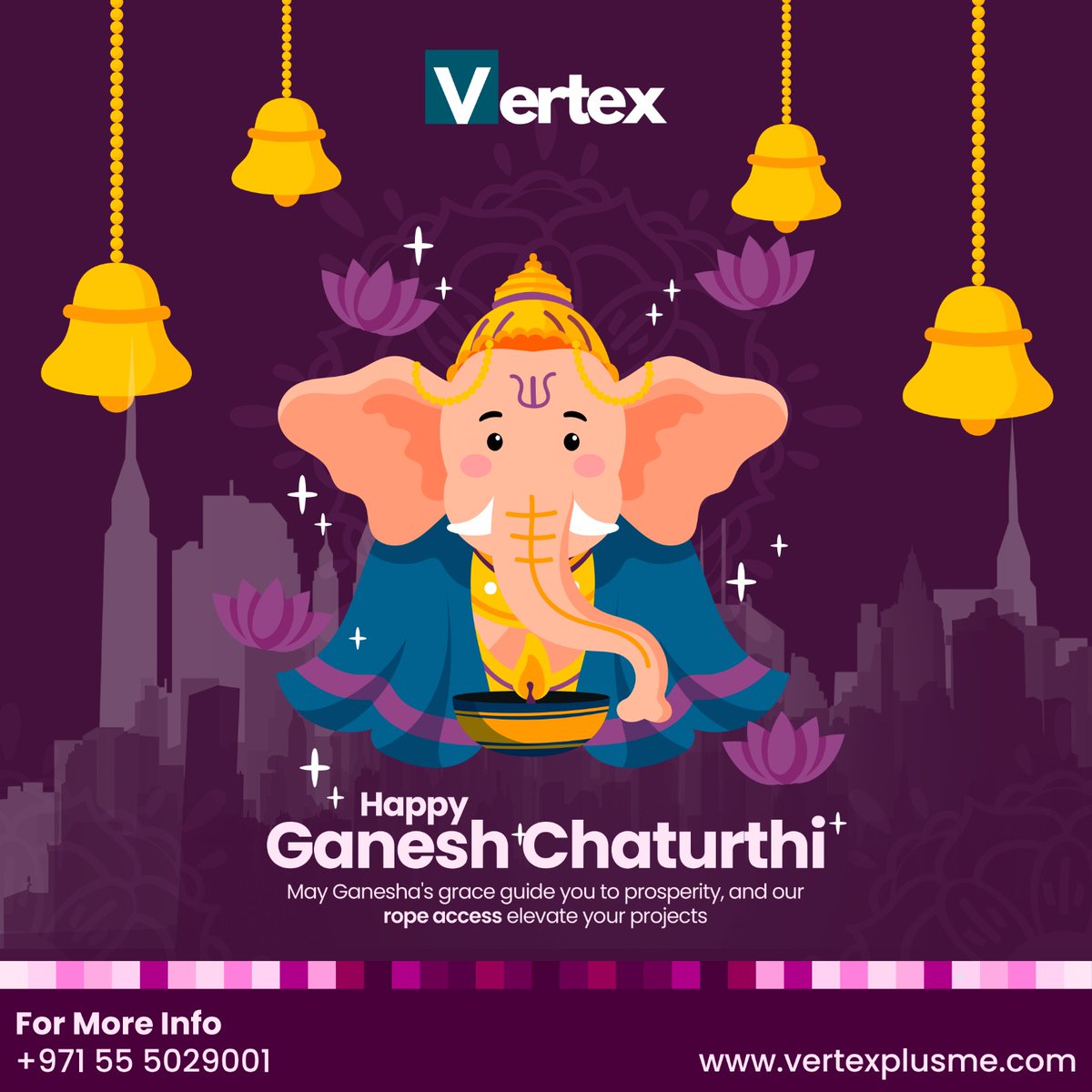 vertexplusme's tweet photo. Scaling new heights with Lord Ganesha's blessings this Ganesh Chaturthi. 🧗‍♂🙏
Wishing you all a very Happy Ganesh Chaturthi!!
Contact us now for Service!!
Website: https://t.co/A2E5lGn393 
Contact us : +971 55 5029001 
#VertexPlusDubai #ganesha #happyganeshchaturthi https://t.co/kuwQu63fH1