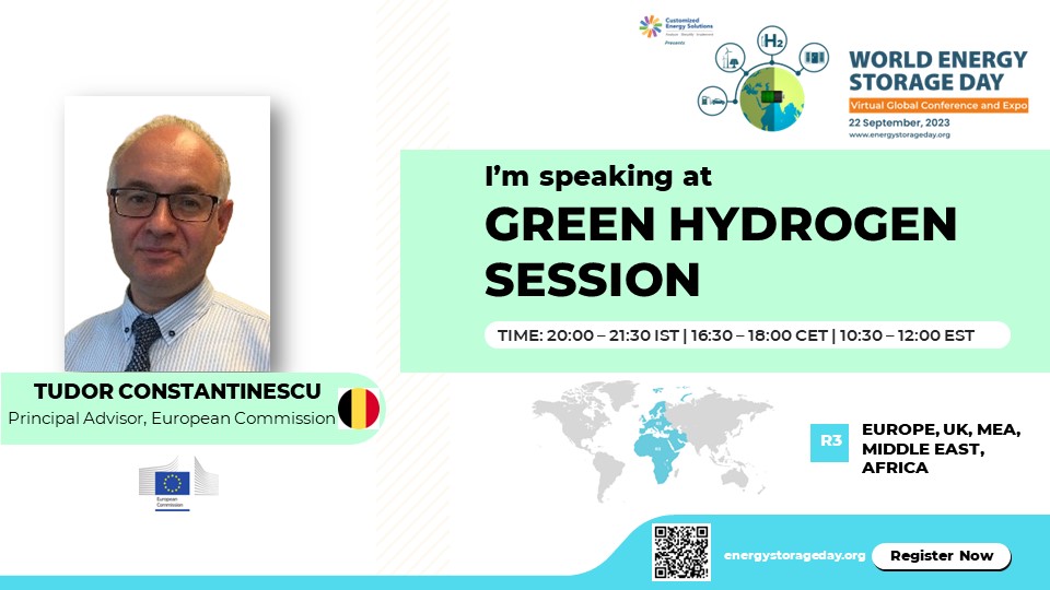 We welcome TUDOR CONSTANTINESCU, Principal Advisor From European Commission as our speaker for #WESD #2023.
He will be speaking in the R3- #Greenhydrogen session.

To interact with him, register at: lnkd.in/dXKwbsm7

#renewableenergy #solarenergy #solar #solarpower