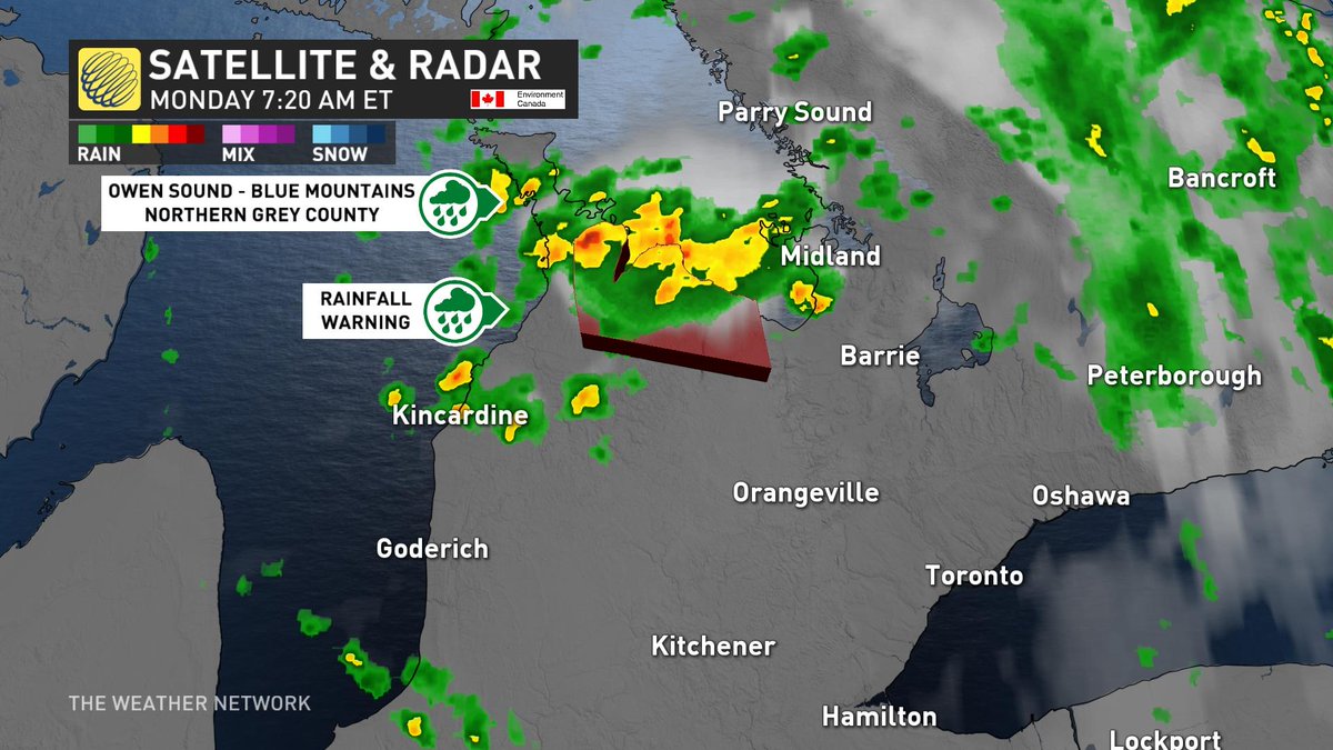 Nadine Powell TWN (@nadinehp4) on Twitter photo Rainfall warnings posted for the area in red. Rain at times heavy, with slow-moving showers and thunderstorms early this morning. #ONStorm <a href="/weathernetwork/">The Weather Network</a> #onwx Rainfall warnings posted for the area in red. Rain at times heavy, with slow-moving showers and thunderstorms early this morning. #ONStorm <a href="/weathernetwork/">The Weather Network</a> #onwx