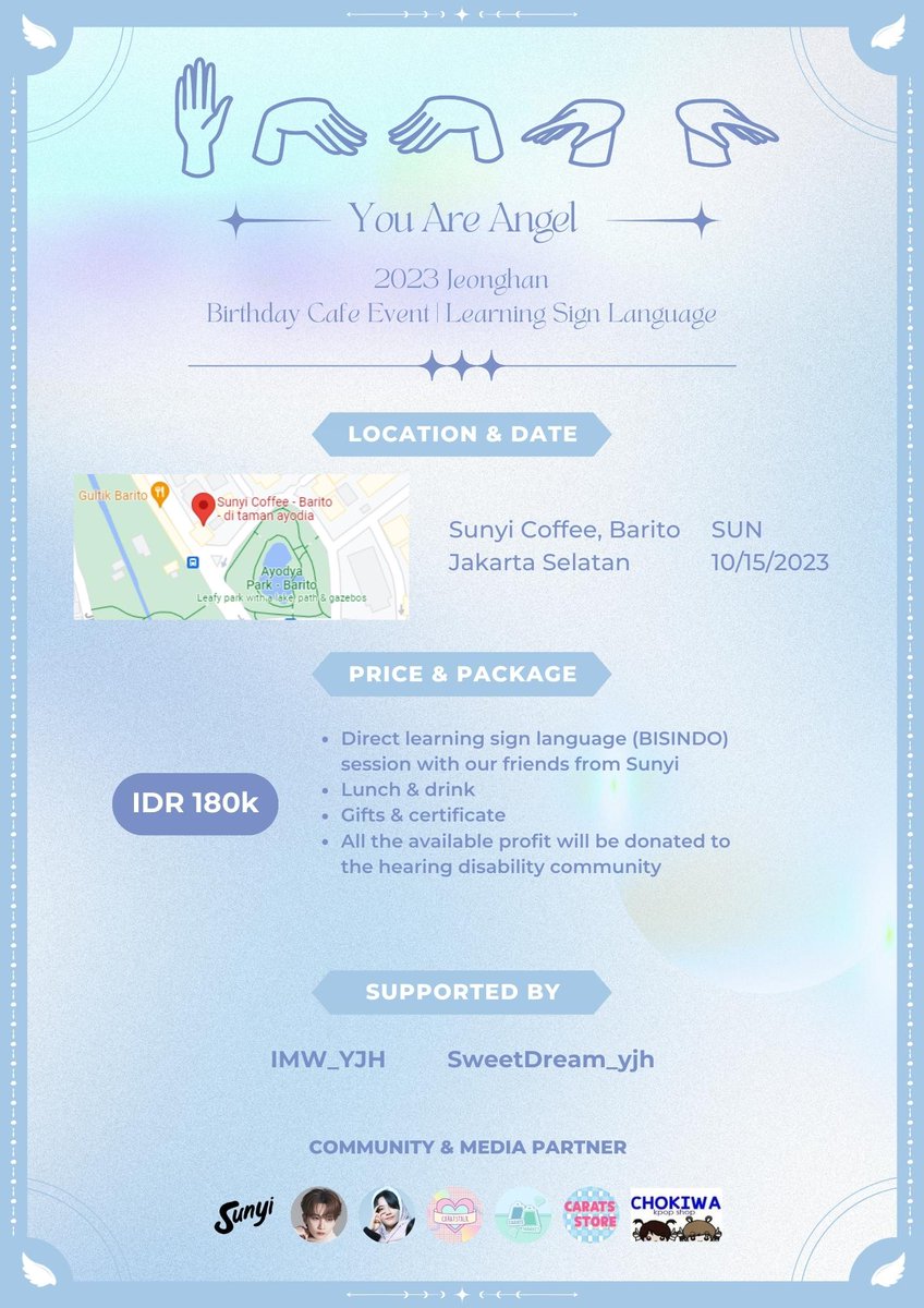 caratsstore's tweet photo. #caratsstoremedpar

𝐘𝐎𝐔 𝐀𝐑𝐄 𝐀𝐍𝐆𝐄𝐋
2023 Jeonghan Birthday Event by @asa__kami

10/15/2023
Sunyi Coffee, Jakarta 

RSVP
https://t.co/YiwHtSsekz 

Supported by
@IMW_YJH
@SweetDream_yjh
 
#youare_angel https://t.co/5hiFc7xsPw