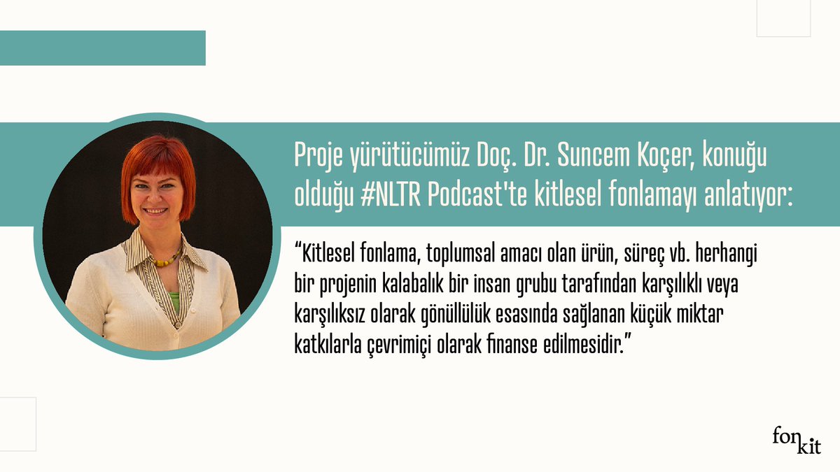 Proje yürüttüğümüz Doç. Dr. Suncem Koçer <a href="/suncemkocer/">Suncem Koçer</a> konuğu olduğu #NLTR <a href="/NewsLabTurkey/">NewsLabTurkey</a> Podcast’ta kitlesel fonlanlamayı anlatıyor. 

#startup #funding #crowdfunding #art #culture #film #design #charity #business #investment #kitleselfonlama #kültür #sanat #girişimcilik #medya
