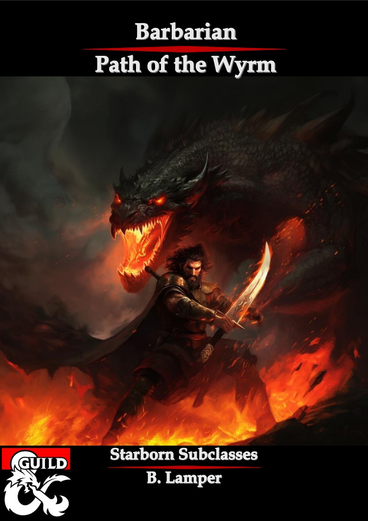 The Path of the Wyrm. A Barbarian who channels the ancient rage of chromatic dragons and can strike with their breath. 
Check out this new DnD 5e Subclass I've made for DMs Guild with the link below. #dnd5e #dungeonsanddragons 
dmsguild.com/product/453375…