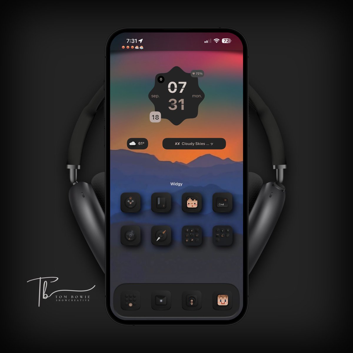 tombowie's tweet image. #iOS166 #iPhone14PM #NoJailBreak 
Icons #SkittlesBlk @boots6972 
Overlay @bulldog5278
Widget - me ( inspired by @EgFoxDesign )
StatusBar - #ShowBoardAlpha
Wall - #Telegram credit to creator
#ShowLive #screenshotSL #SmartWallpaperArt @SeanKly
