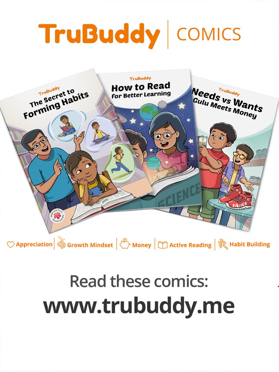 Excited to introduce TruBuddy Comics, a series of comic books designed to guide children aged 8-14 years through their growing up years with life-changing lessons on habit building, understanding money, mindset, and power of appreciation. Subscribe here: bit.ly/45XUx2k