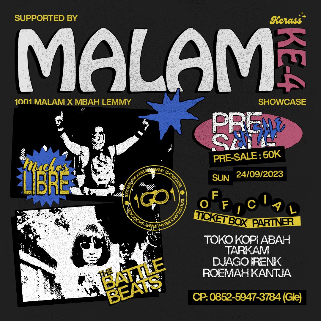 Ninuninu lama gak postenggg cu, mewartakan gigs minggu ini bersama 1001 malam. Tiket Early Bird sold out ya, yang tersedia tiket Prisel. 
Lesgooo!!!