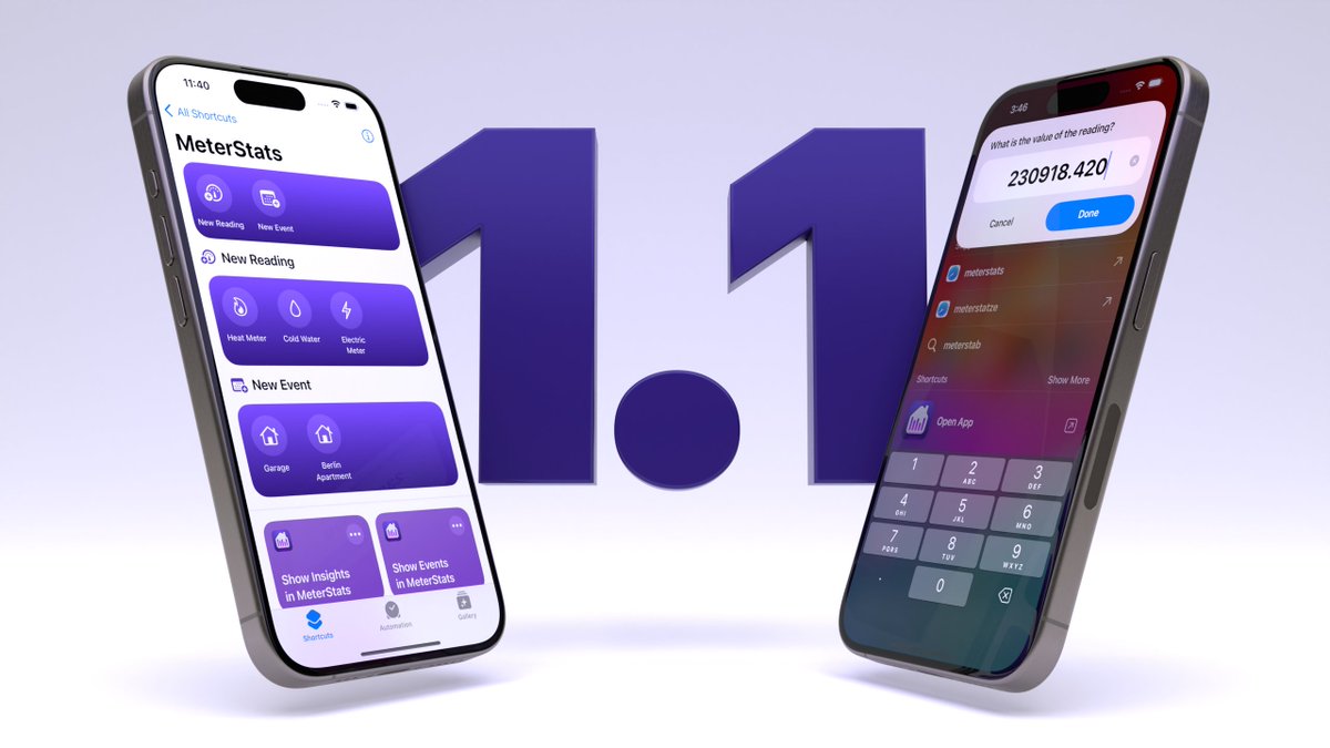 Happy #iOS17 day.
MeterStats 1.1 is now available! The update improves iOS 17 integration &amp; introduces support for Shortcuts.

Import/export data, automate adding readings, use Spotlight to perform actions or ask Siri to help you with that. ✨

Get it now: apps.apple.com/app/apple-stor…