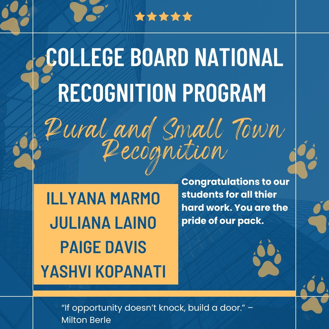 ESASDHSNORTH's tweet image. Four of our students were recognized by the College Board for their achievements and successes. We're so proud of them. If you see them today give them a howl.