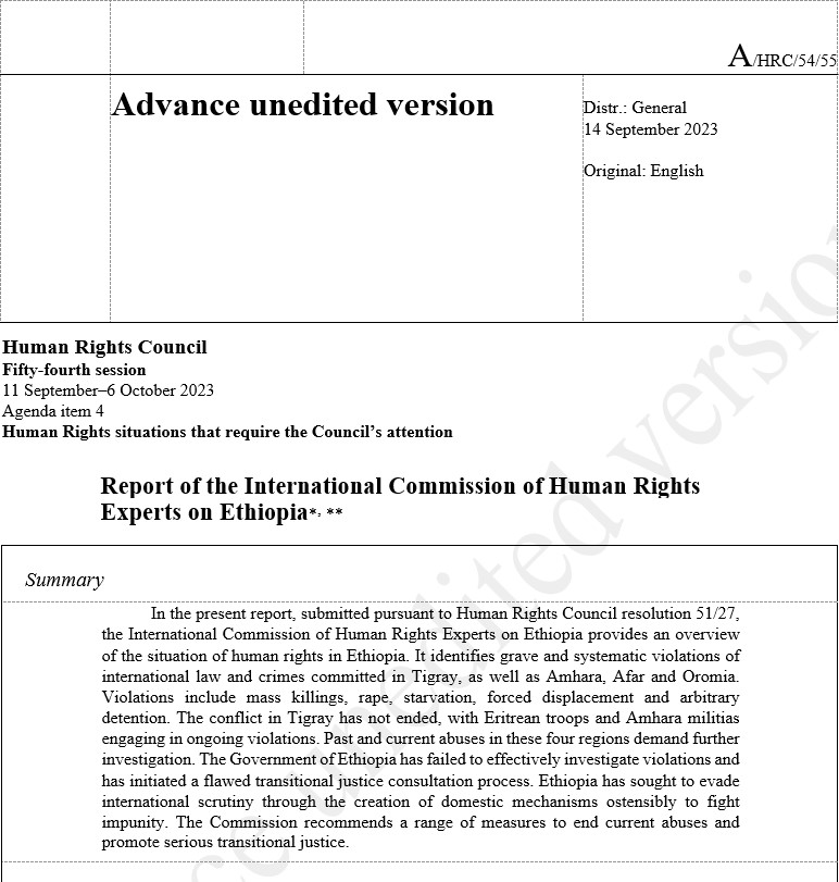 #Ethiopia Human Rights Experts Commission: "The conflict in #Tigray has not ended, with #Eritrean troops &amp; #Amhara militias engaging in ongoing violations. 🇪🇹gov. has failed to effectively investigate violations &amp; has initiated a flawed transitional justice consultation process."