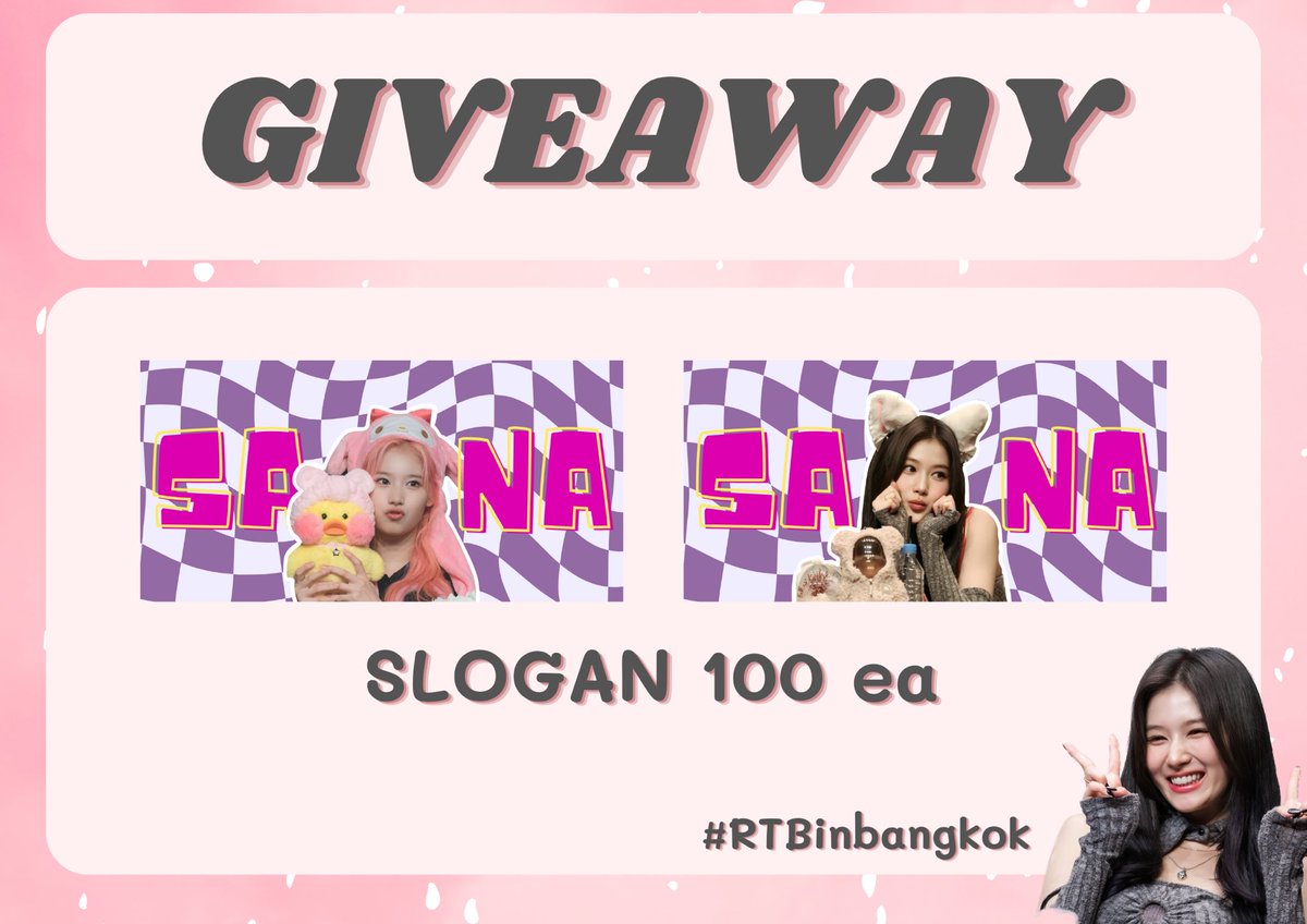 jwyfogy's tweet photo. 💜GIVEAWAY💜
✨SLOGAN SANA 100 EA

⏰TBA
📍IMPACT ARENA
🌞23.09.23

#ทไว้2023
#RTBinBangkok https://t.co/RgX04SXxDn