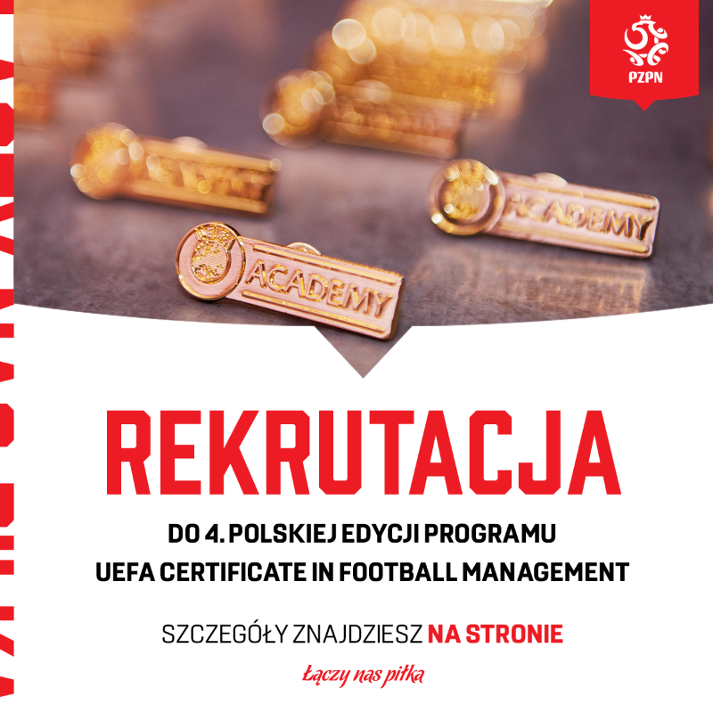 pzpn_pl's tweet photo. 🆕 Polski Związek Piłki Nożnej wraz z UEFA i Uniwersytetem w Lozannie ma przyjemność ogłosić start rekrutacji do 4. polskiej edycji programu UEFA Certificate in Football Management.
Na czym to polega? Gdzie się odbywa? Wszelkie szczegóły znajdziesz na stronie... ⤵️