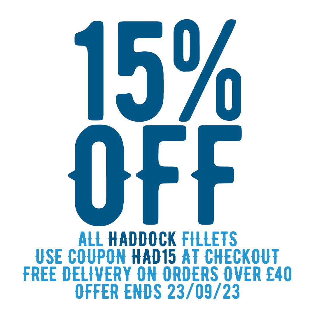 One week only! 15% off all haddock fillets.