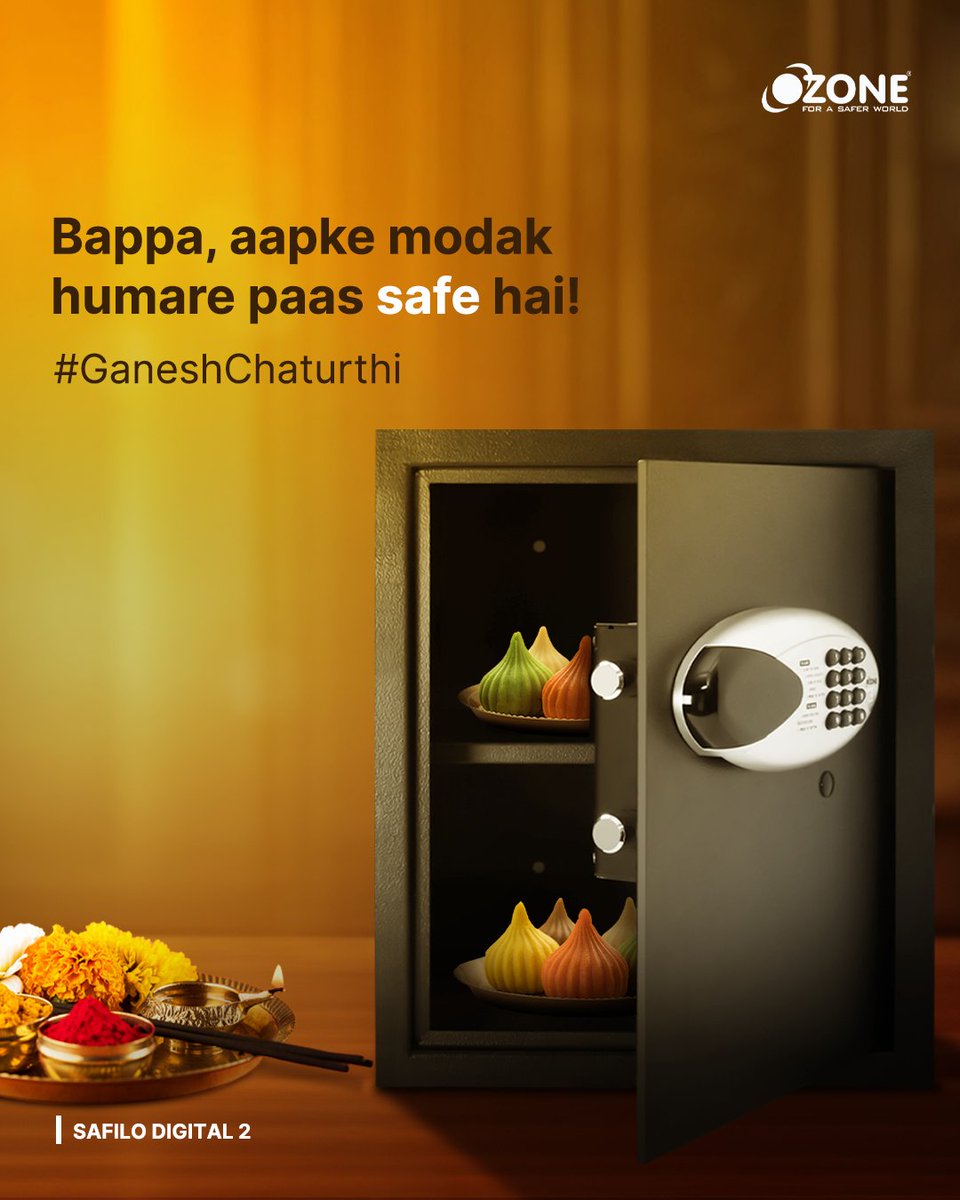 This Ganesh Chaturthi, say more-ya to home security!
May the lord remove all your worries and keep you safe and happy.

Wishing everyone a happy Ganesh Chaturthi.

#GaneshChaturthi #HomeSecurity #OzoneSecutech #Ozone #Security #Safe #SafiloBio2 #bappa #GaneshChaturthi2023