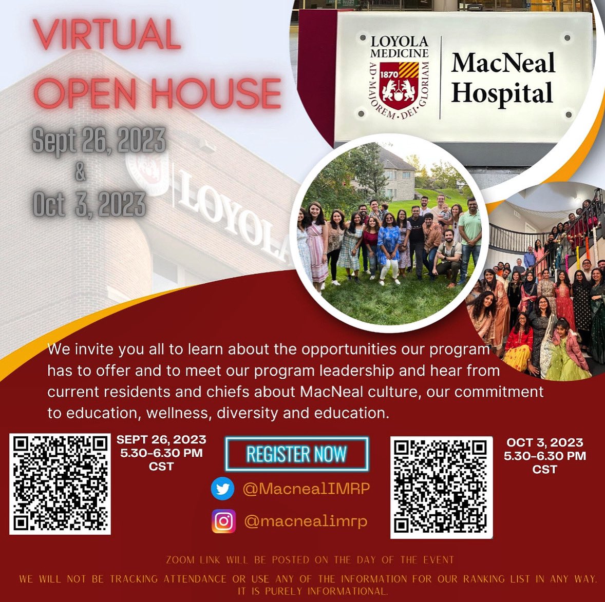Event alert 🚨‼️🔝We're thrilled to extend an invitation to our virtual open house! This year, we're hosting two separate events. Be sure to register now; we can't wait to connect with you! #Match2024 #MedTwitter #MS4 #IMG #residencymatch #InternalMedicine @Inside_TheMatch