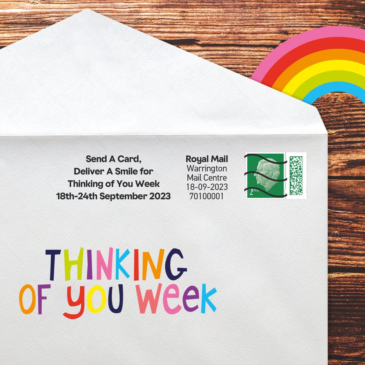 We're supporting <a href="/GCAUK/">GCAUK</a>'s #ThinkingofYouWeek with a special postmark. 

Send a card and deliver a smile this Thinking of You Week.