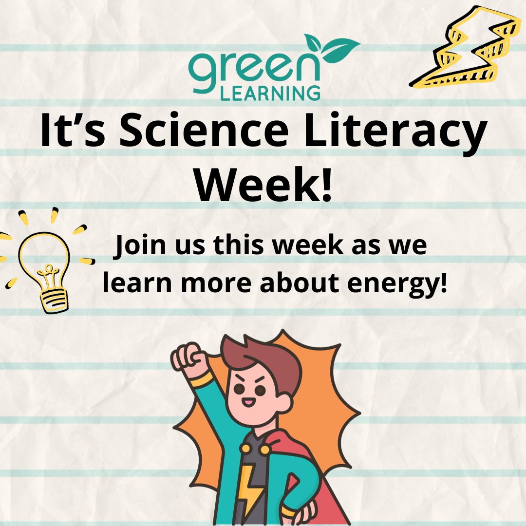 It's Science Literacy Week! This year's theme is all about energy. Make sure to keep your eyes peeled for some fun energy content! For resources on energy, check out our programs:ow.ly/pceZ50PLJUb 

#SciLit #SciLitWeek #energy #environmented #GreenLearning #teacherresources