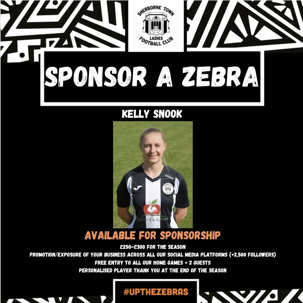 SherborneLFC's tweet photo. | SPONSOR A ZEBRA |

Our Captain Kelly Snook is still seeking sponsorship for the 23/24 season 🫶🖤🦓

If you are interested, head to the link ➡️ https://t.co/sLqnc7SjAo https://t.co/4r936gAMCh