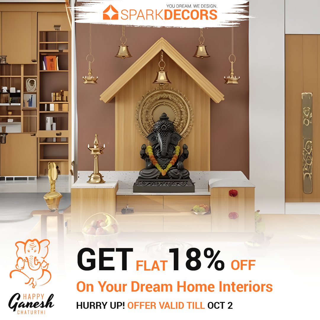 sparkdecors's tweet photo. 🌟 Happy Ganesh Chaturthi from Spark Decors! 🌟

18% flat discount on all your interior design solutions! 🎁✨

 Book a free consultation today 

#ganeshchaturthi #HomeDecor #festiveoffer #ganeshutsav #ganeshchaturthi2023 #ganeshchaturthidecorations #SparkDecors https://t.co/C6CpRhB0jX